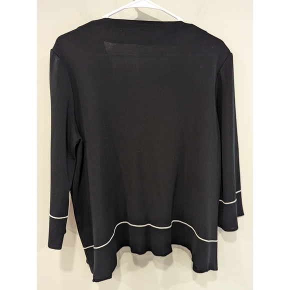 Ming Wang Black Open Cardigan Pink Ribbon Detail Size Medium - Picture 2 of 6